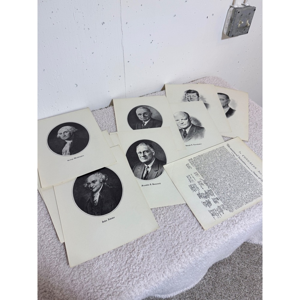 Vintage 1963 Portraits of US Presidents Complete 35 Print Set Washington-LBJ